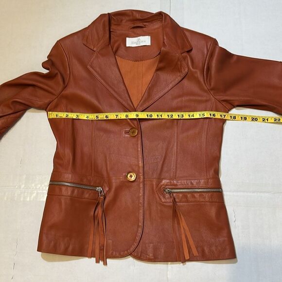 Elegance Paris women’s brown cognac leather jacket size US 2 - Picture 12 of 16